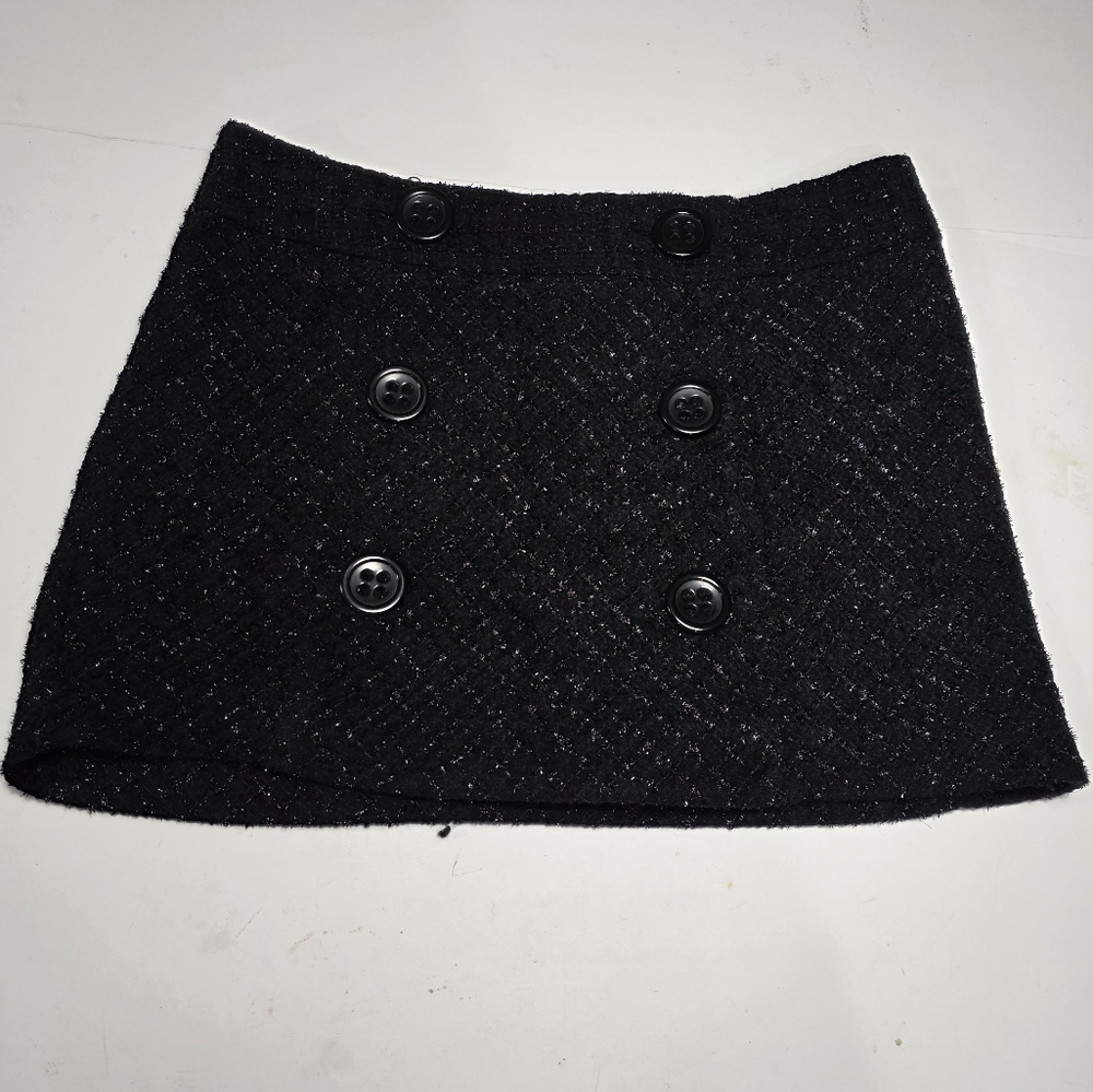 Express Elegant Black Tweed Buttoned Skirt Size 4